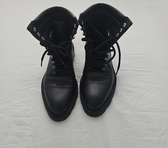 Alexander Wang Shoes - Alexander Wang Black Leather Combat Boots with Silver Eyelets